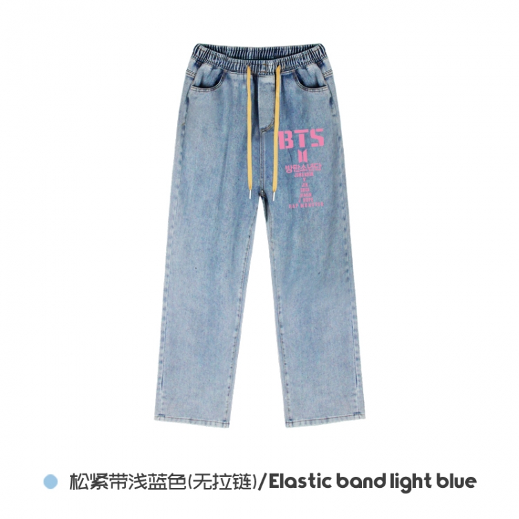 BTS  Elasticated No-Zip Denim Trousers from M to 3XL NZCK02-2