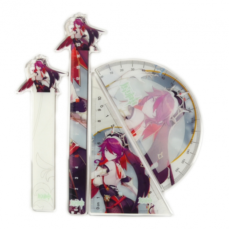 Genshin Impact   Epoxy Acrylic Ruler Anime Peripheral Two-dimensional Stationery Set