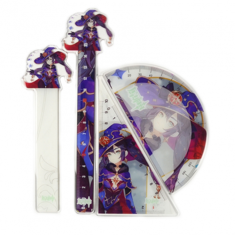 Genshin Impact   Epoxy Acrylic Ruler Anime Peripheral Two-dimensional Stationery Set