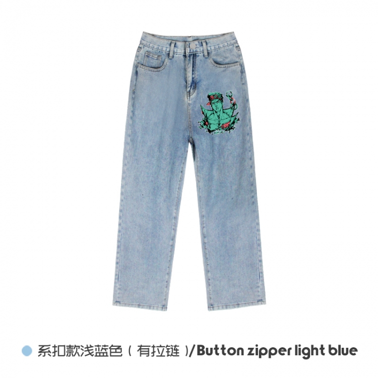 JoJos Bizarre Adventure Elasticated No-Zip Denim Trousers from M to 3XL   NZCK03-10