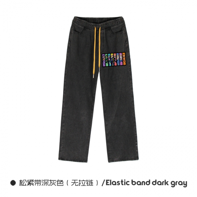 JoJos Bizarre Adventure Elasticated No-Zip Denim Trousers from M to 3XL NZCK01-9