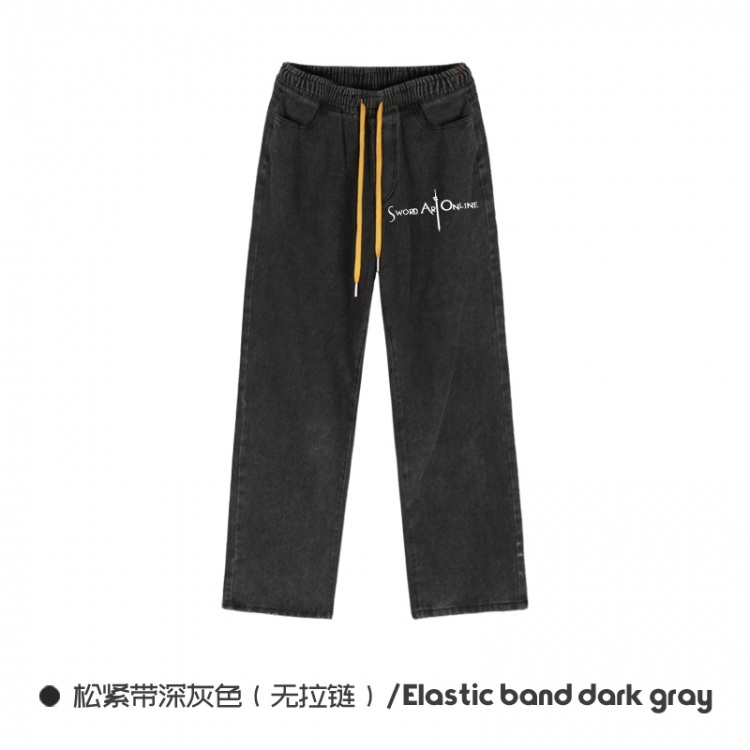 Sword Art Online Elasticated No-Zip Denim Trousers from M to 3XL  NZCK01-4