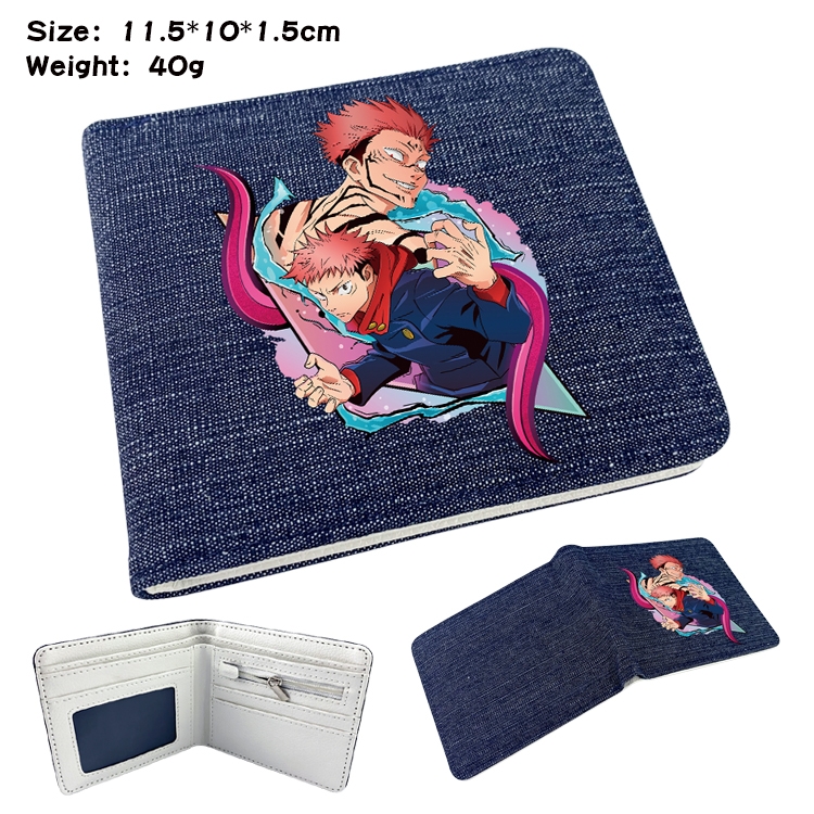 Jujutsu Kaisen  Anime Peripheral Denim Folding Wallet 11.5X10X1.5CM 40g