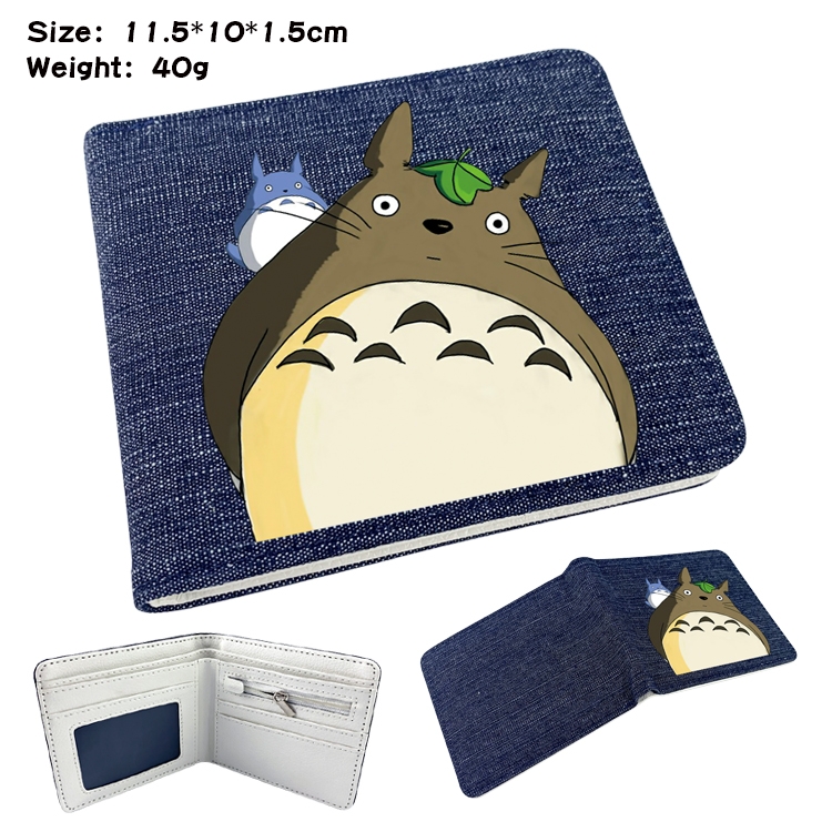 TOTORO Anime Peripheral Denim Folding Wallet 11.5X10X1.5CM 40g