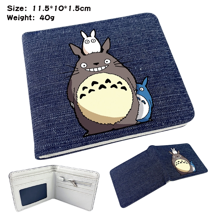 TOTORO Anime Peripheral Denim Folding Wallet 11.5X10X1.5CM 40g