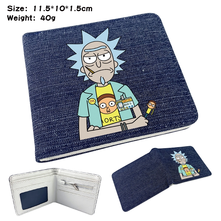 Rick and Morty  Anime Peripheral Denim Folding Wallet 11.5X10X1.5CM 40g