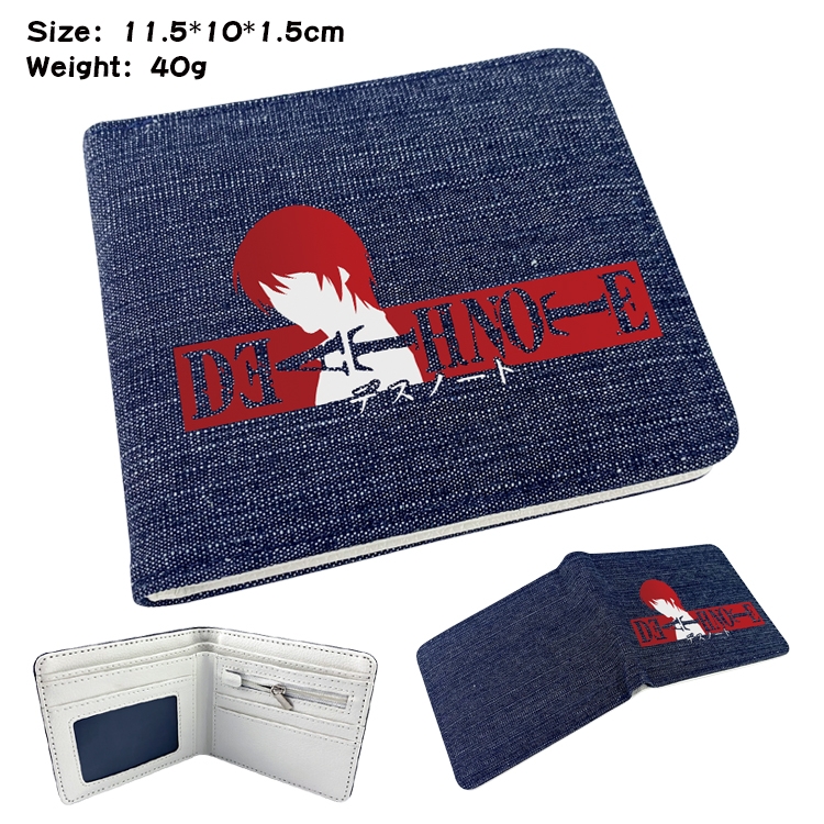 Death note Anime Peripheral Denim Folding Wallet 11.5X10X1.5CM 40g