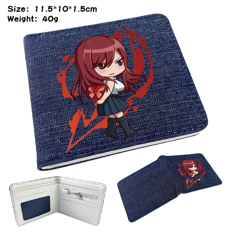 Fairy tail Anime Peripheral Denim Folding Wallet 11.5X10X1.5CM 40g