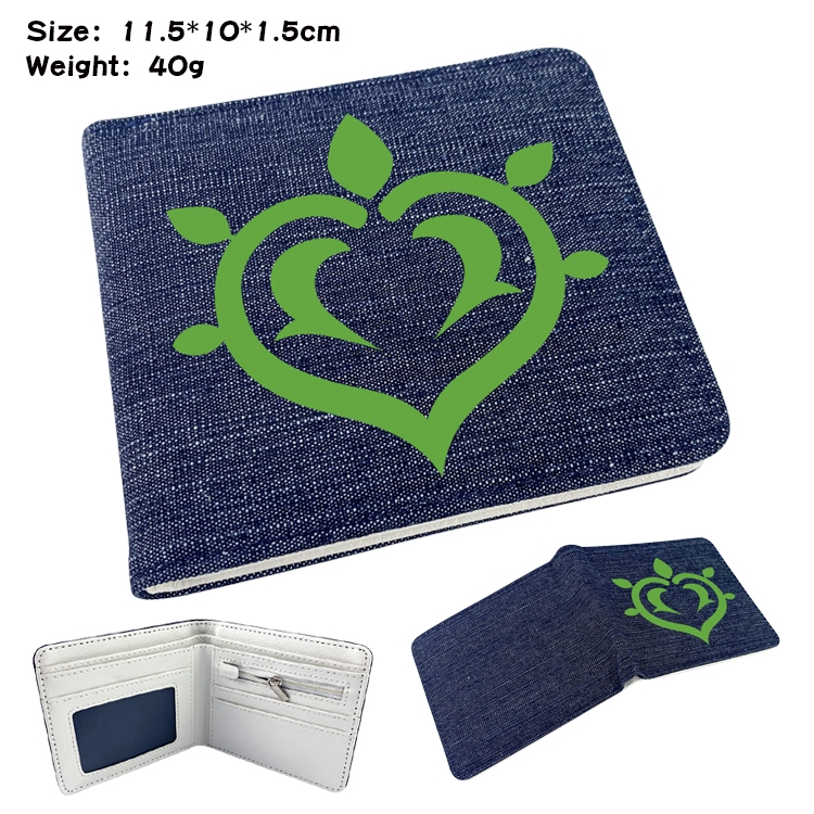Genshin Impact Anime Peripheral Denim Folding Wallet 11.5X10X1.5CM 40g