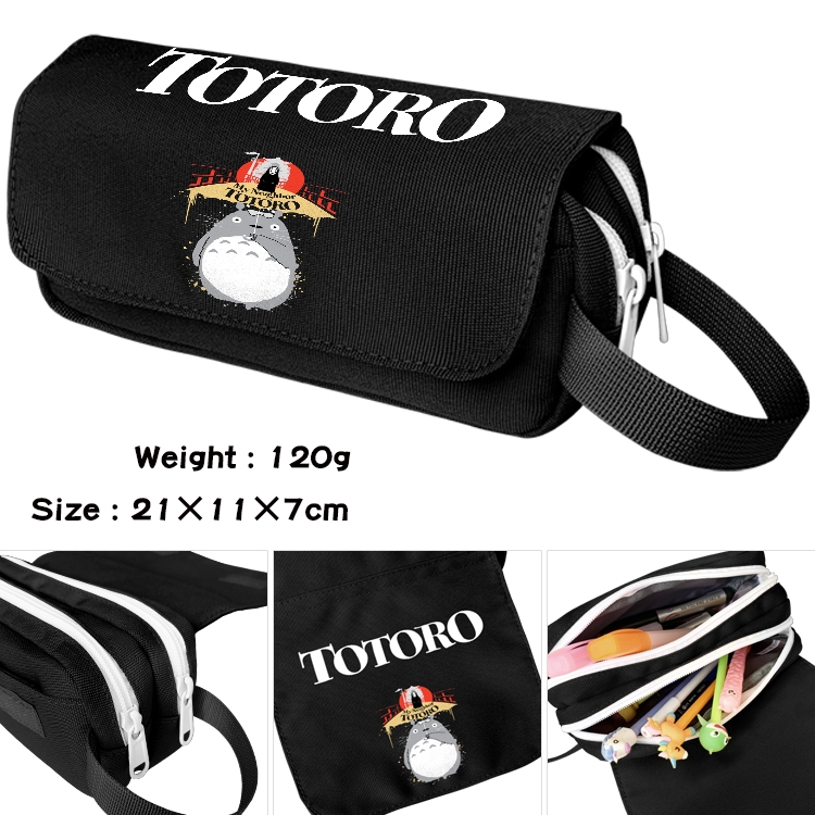 TOTORO Anime Multifunctional Waterproof Canvas Portable Pencil Bag Cosmetic Bag 20x11x7cm