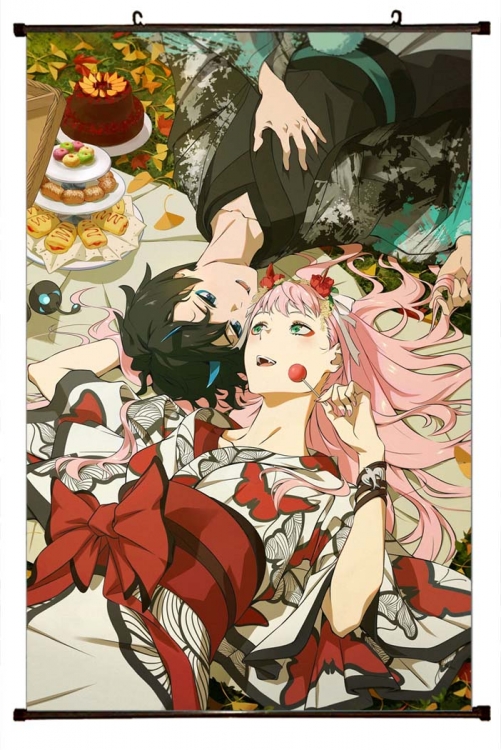 DARLING in the FRANX Anime black Plastic rod Cloth painting Wall Scroll 60X90CM G2-31