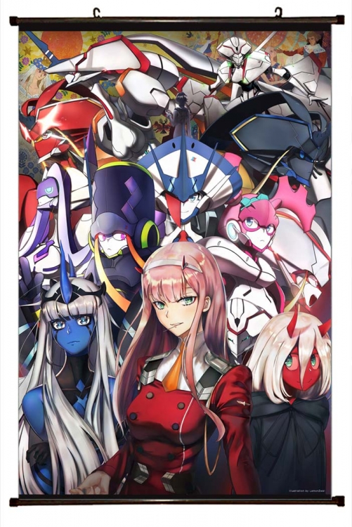 DARLING in the FRANX Anime black Plastic rod Cloth painting Wall Scroll 60X90CM  G2-9