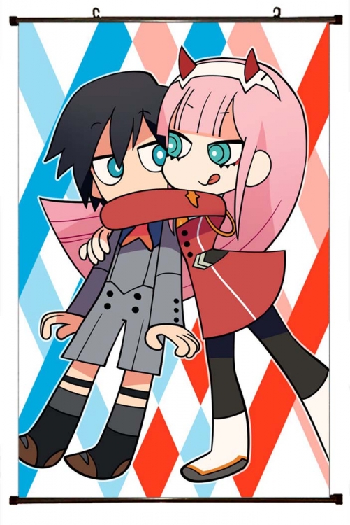 DARLING in the FRANX Anime black Plastic rod Cloth painting Wall Scroll 60X90CM  G2-47