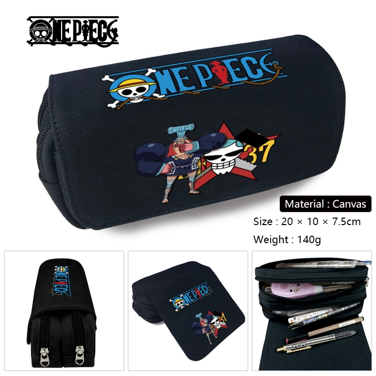 One Piece Anime Multi-Function Double Zipper Canvas Cosmetic Bag Pen Case 20x10x7.5cm