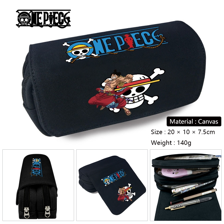 One Piece Anime Multi-Function Double Zipper Canvas Cosmetic Bag Pen Case 20x10x7.5cm