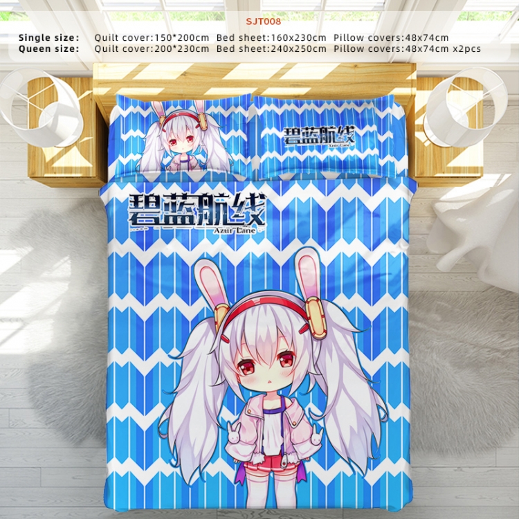 Azur Lane Anime Four Piece Set 1.5-1.8 Bed 2 Pillowcases 48x74 Quilt Cover 200x230 Sheet 240x250  SJT008-