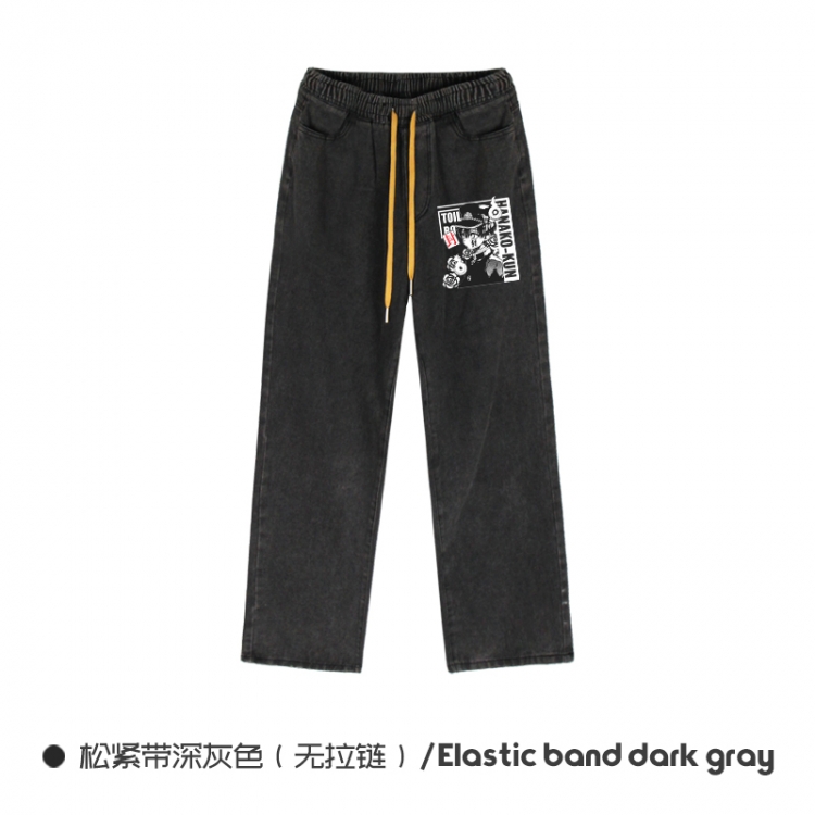 Toilet-Bound Hanako-kun  Elasticated No-Zip Denim Trousers from M to 3XL  NZCK01-3