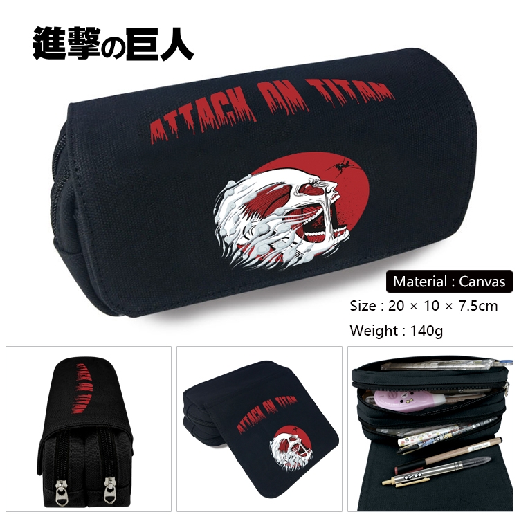 Shingeki no Kyojin Anime Multi-Function Double Zipper Canvas Cosmetic Bag Pen Case 20x10x7.5cm