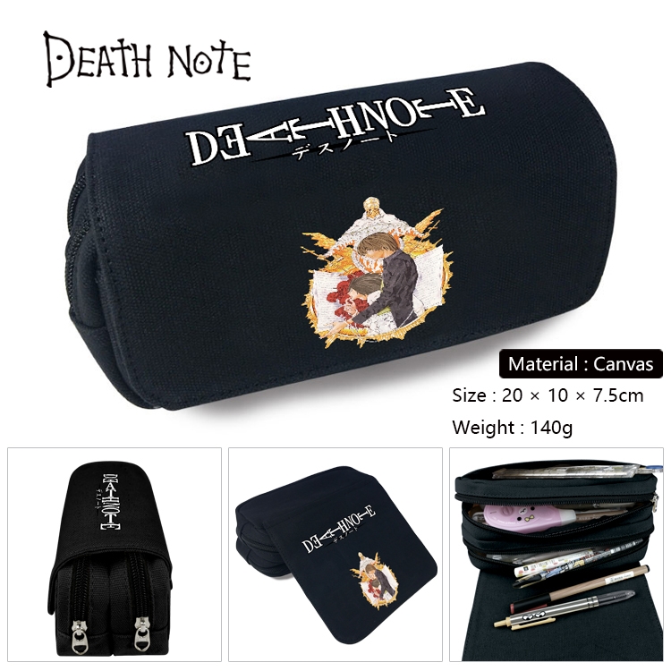 Death note Anime Multi-Function Double Zipper Canvas Cosmetic Bag Pen Case 20x10x7.5cm