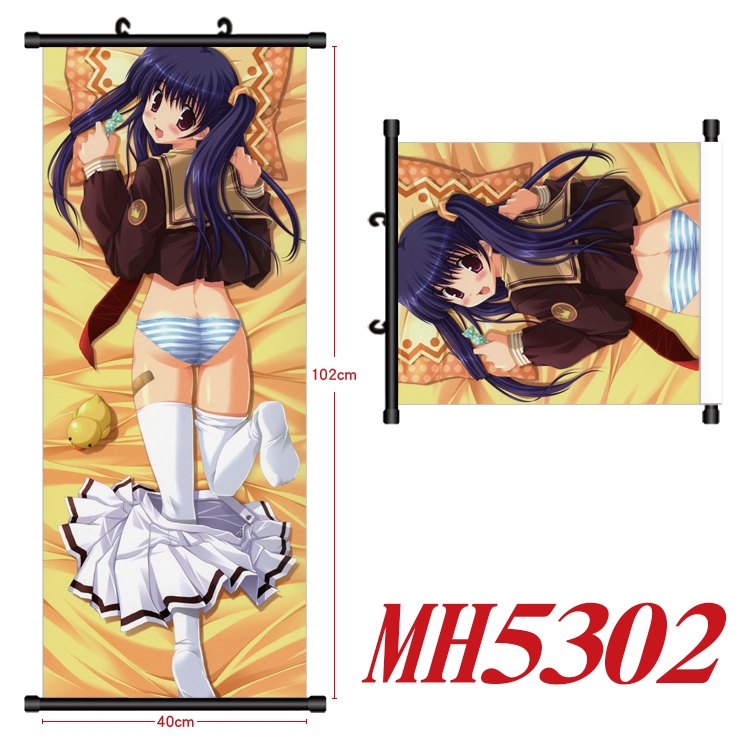 East Anime black Plastic rod Cloth painting Wall Scroll 40X102CM   MH5302