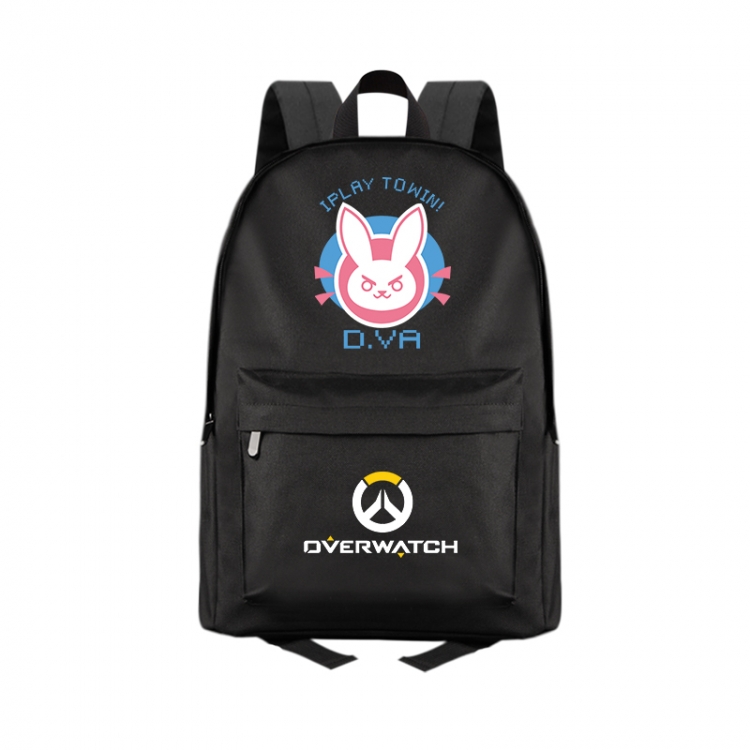 Overwatch Anime Print Zipper Canvas Multifunctional Storage Bag Backpack 41X29X16cm