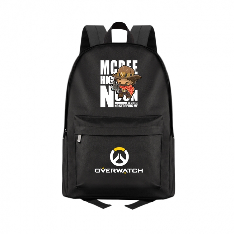 Overwatch Anime Print Zipper Canvas Multifunctional Storage Bag Backpack 41X29X16cm