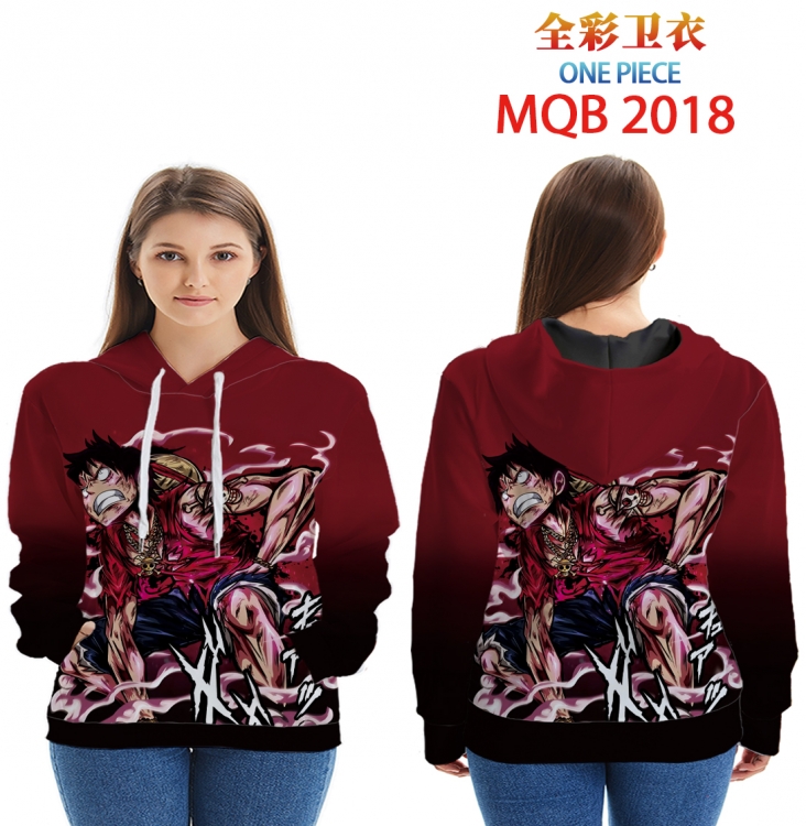 One Piece Full color hooded sweatshirt without zipper pocket from XXS to 4XL  MQB 2018