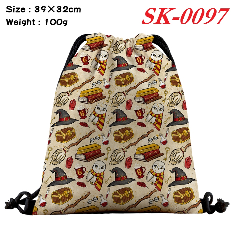 Harry Potter cartoon Waterproof Nylon Full Color Drawstring Pocket 39x32cm  SK-0097