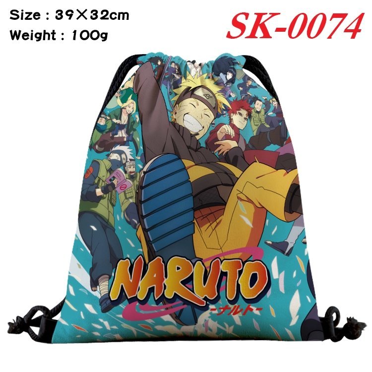 Naruto cartoon Waterproof Nylon Full Color Drawstring Pocket 39x32cm  SK-0074