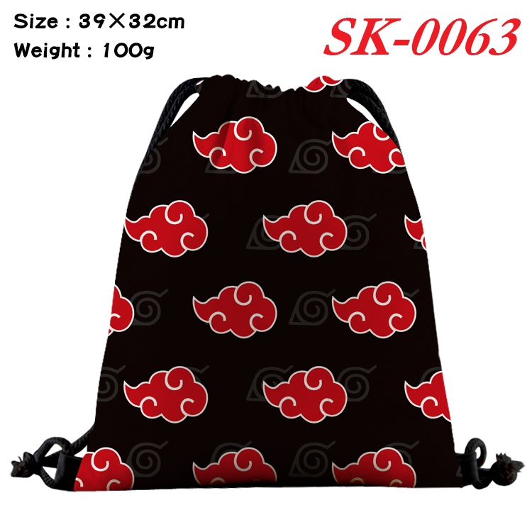 Naruto cartoon Waterproof Nylon Full Color Drawstring Pocket 39x32cm  SK-0063