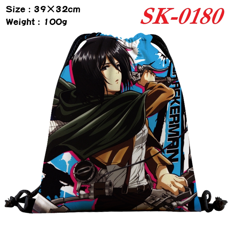 Shingeki no Kyojin cartoon Waterproof Nylon Full Color Drawstring Pocket 39x32cm SK-0180