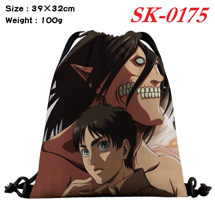 Shingeki no Kyojin cartoon Waterproof Nylon Full Color Drawstring Pocket 39x32cm SK-0175