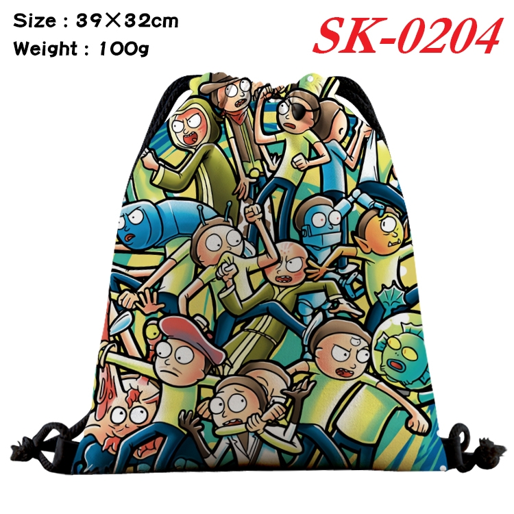 Rick and Morty cartoon Waterproof Nylon Full Color Drawstring Pocket 39x32cm SK-0204