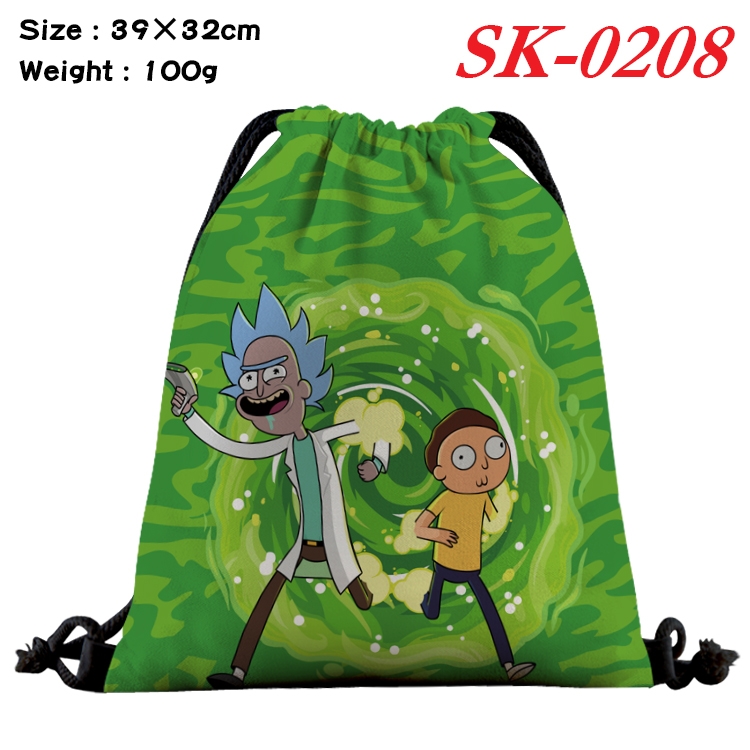 Rick and Morty cartoon Waterproof Nylon Full Color Drawstring Pocket 39x32cm SK-0208