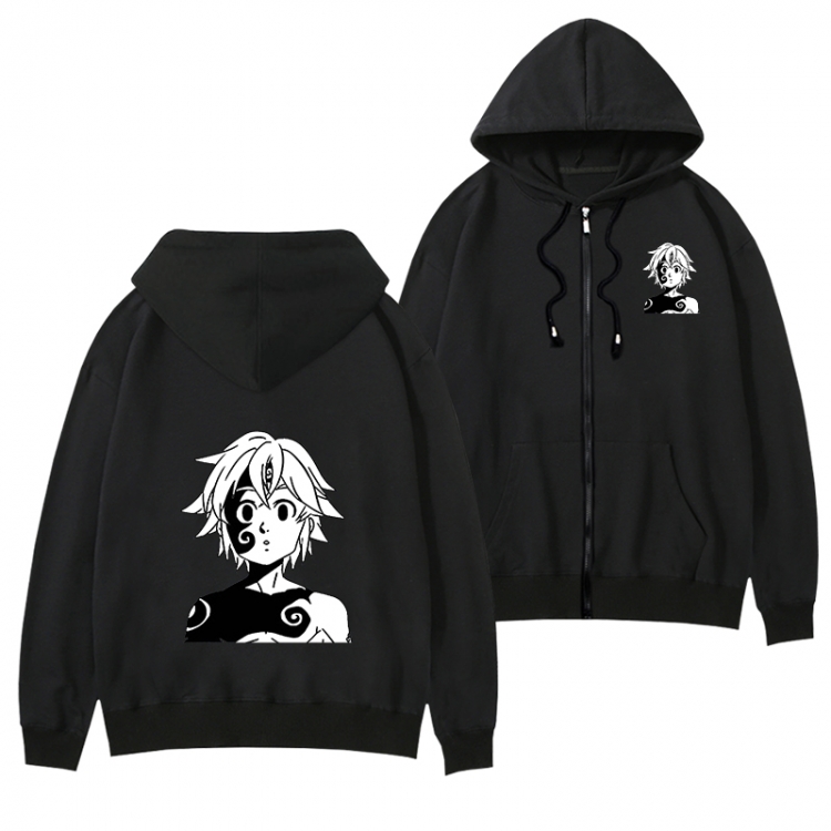 The Seven Deadly Sins Black Hooded Thick Zip Jacket Sweatshirt from S to 3XL  
