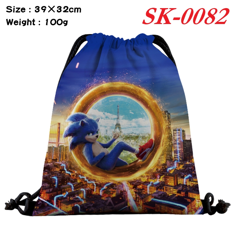 Sonic the Hedgehog  cartoon Waterproof Nylon Full Color Drawstring Pocket 39x32cm SK-0082