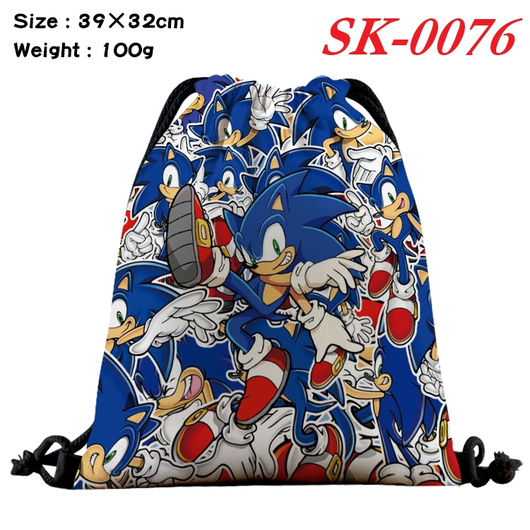Sonic the Hedgehog  cartoon Waterproof Nylon Full Color Drawstring Pocket 39x32cm SK-0076