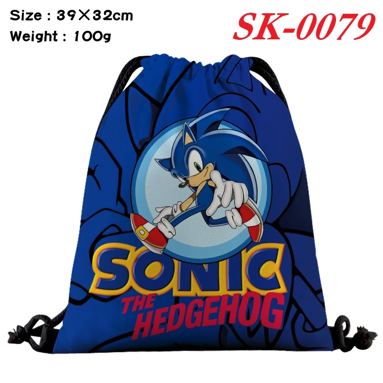 Sonic the Hedgehog  cartoon Waterproof Nylon Full Color Drawstring Pocket 39x32cm SK-0079