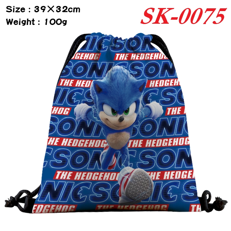 Sonic the Hedgehog  cartoon Waterproof Nylon Full Color Drawstring Pocket 39x32cm SK-0075