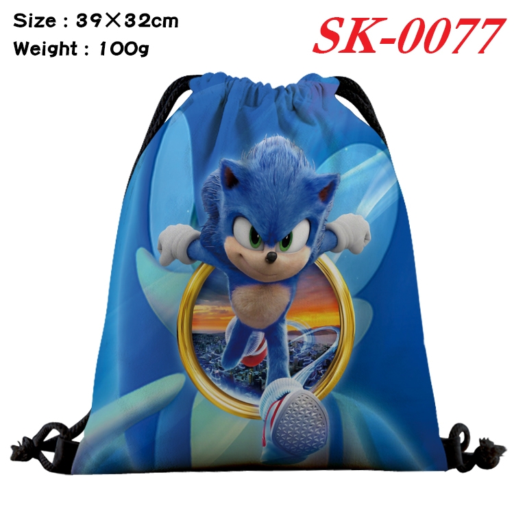 Sonic the Hedgehog  cartoon Waterproof Nylon Full Color Drawstring Pocket 39x32cm SK-0077
