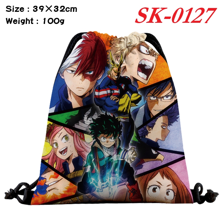 My Hero Academia cartoon Waterproof Nylon Full Color Drawstring Pocket 39x32cm SK-0127