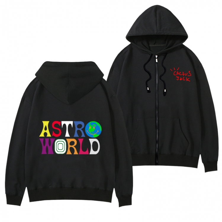 Travis Scott Black Hooded Thick Zip Jacket Sweatshirt from S to 3XL