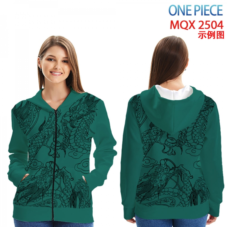 One Piece Anime Zip patch pocket sweatshirt jacket Hoodie from 2XS to 4XL  MQX 2504