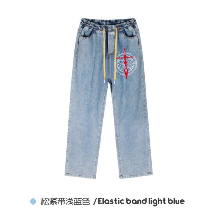 Fate stay night  Elasticated No-Zip Denim Trousers from M to 3XL NZCK02-1