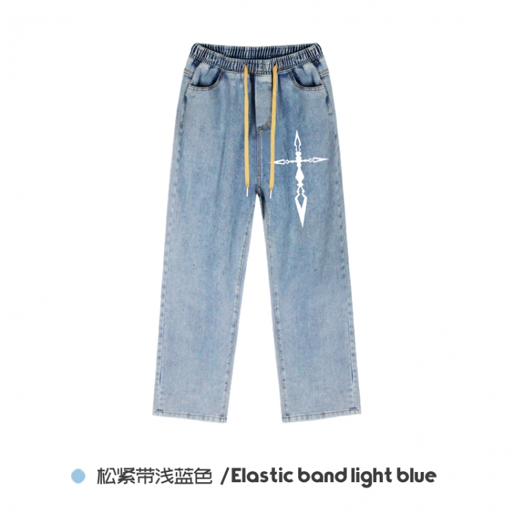 Fate stay night  Elasticated No-Zip Denim Trousers from M to 3XL NZCK02-10