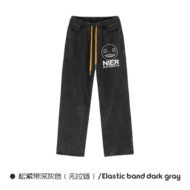 Nier:Automata Elasticated No-Zip Denim Trousers from M to 3XL NZKC01-8