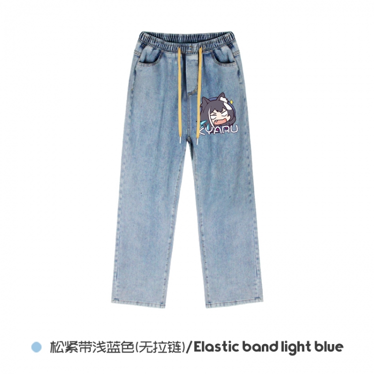 Genshin Impact Elasticated No-Zip Denim Trousers from M to 3XL NZCK02-10