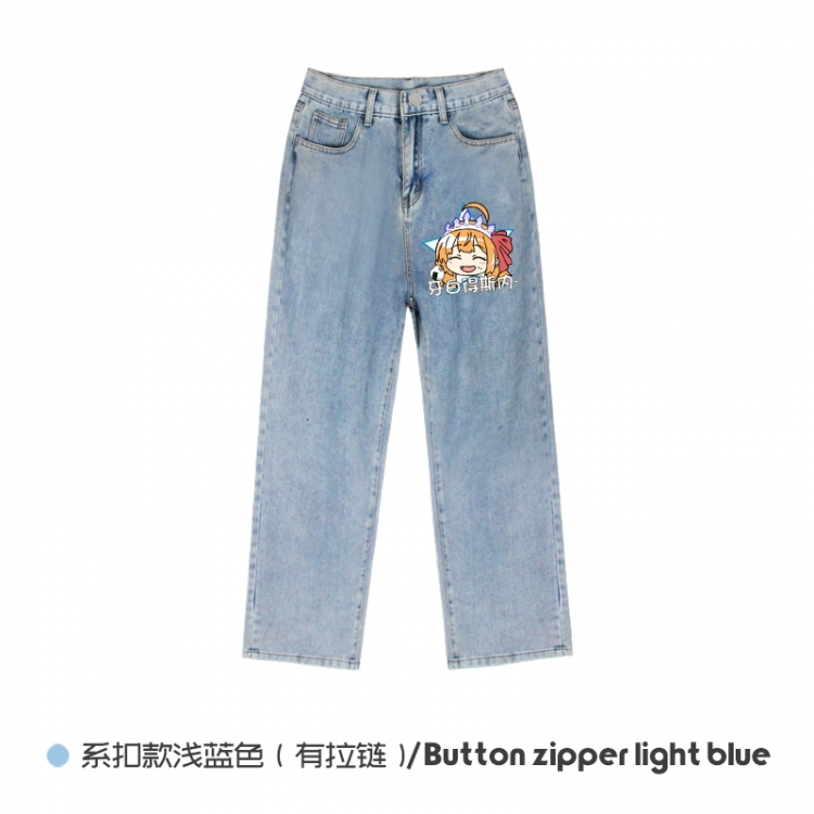 Genshin Impact Elasticated No-Zip Denim Trousers from M to 3XL NZCK03-9