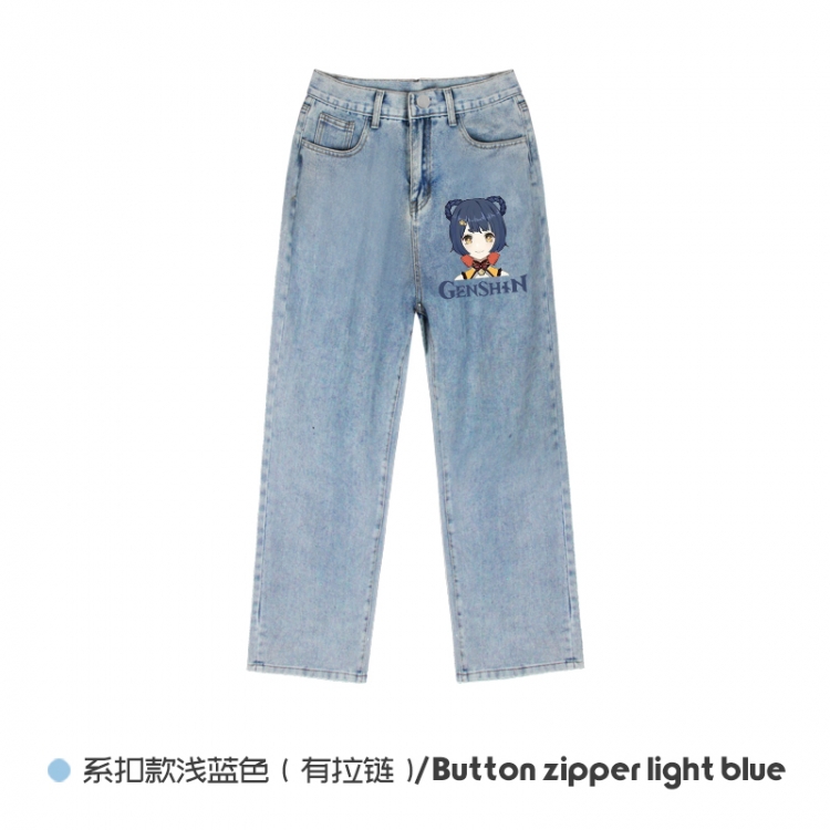 Genshin Impact Elasticated No-Zip Denim Trousers from M to 3XL NZCK03-5