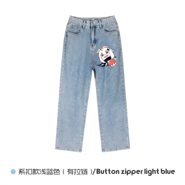 Genshin Impact Elasticated No-Zip Denim Trousers from M to 3XL NZCK03-7